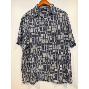 Axis La Silk Mens Button Down‎ Shirt XL  Geometric Retro 90s Artsy Urban Causal